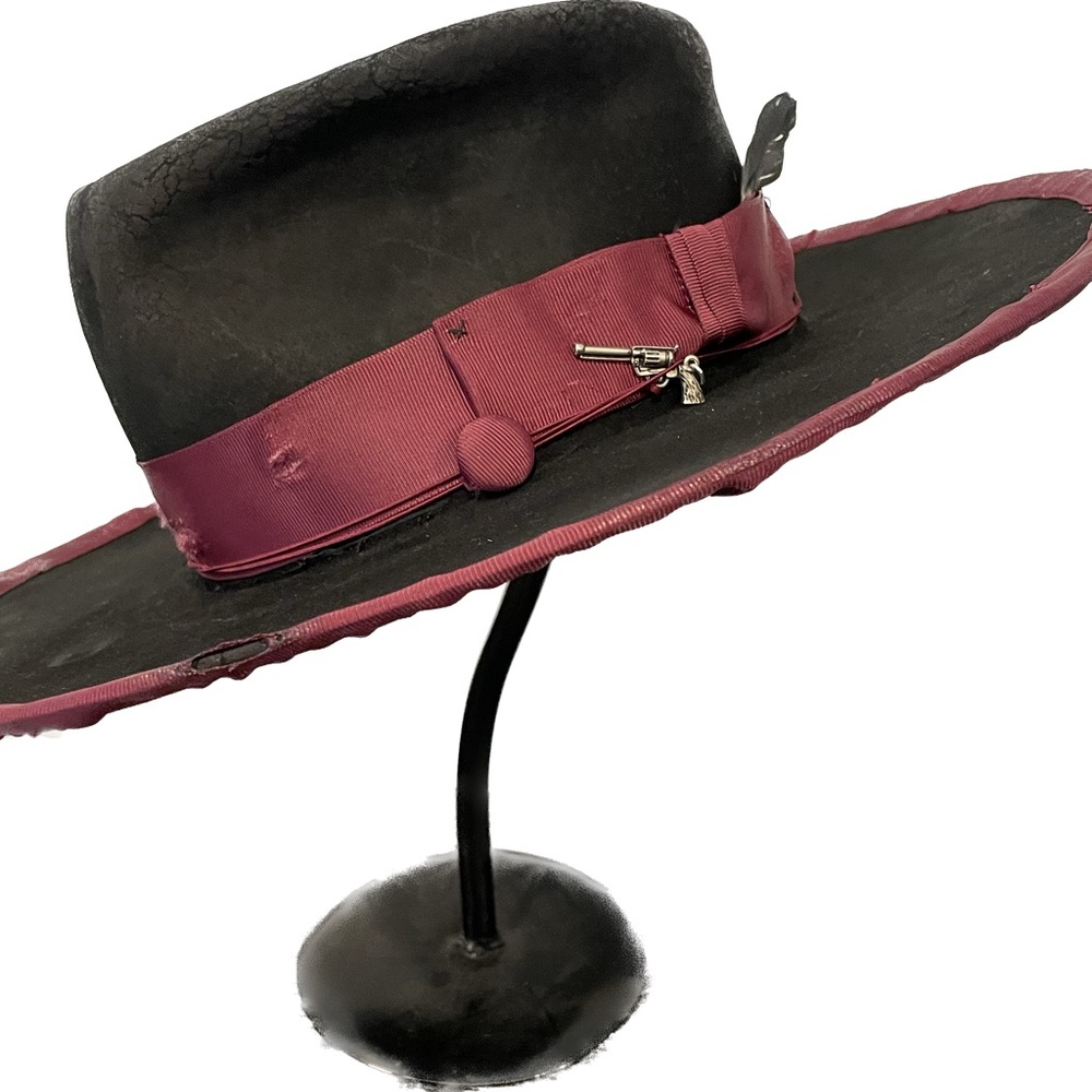 Handmade rabbit felt fedora one of a kind size 58.5 cm